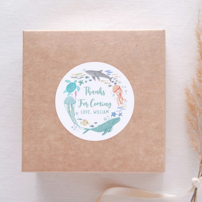 Adesivo Redondo Sob O Aniversário Do Mar Obrigado (Criador carregado)