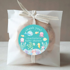 Adesivo Redondo Sob o Chá de fraldas de Aventura do Mar