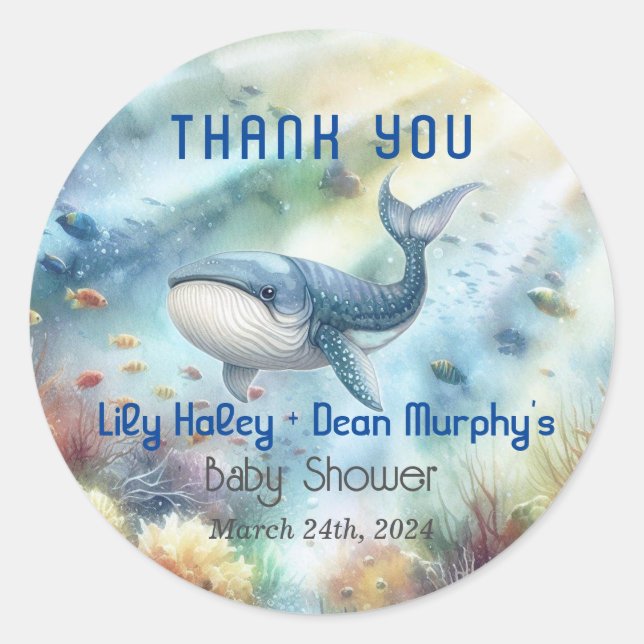 Adesivo Redondo Sob o Chá de fraldas do mar (Frente)