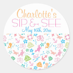 Adesivo Redondo Sob o Mar Bebê Sip e veja