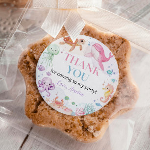 Adesivo Redondo Sob o Mar de Animais do Oceano Cinto