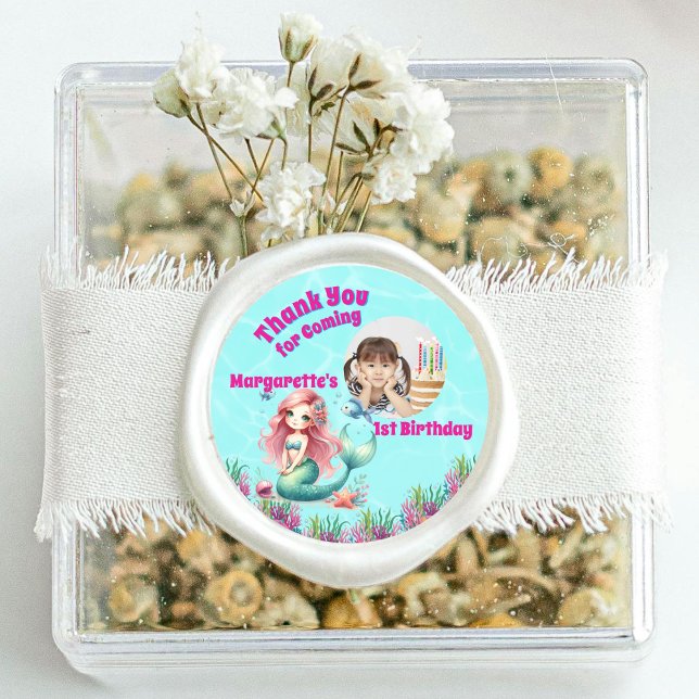 Adesivo Redondo Sob O Mar, Foto De Rapariga Mágica Da Sereia (Criador carregado)