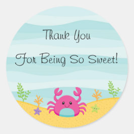 Adesivo Redondo Sob O Mar, Obrigado Sticker