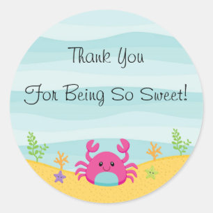 Adesivo Redondo Sob O Mar, Obrigado Sticker