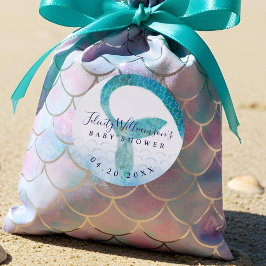 Adesivo Redondo Sob o Mar Oceano Aquarela Chá de fraldas De Sereia