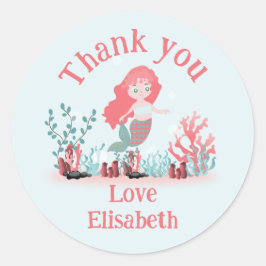 Adesivo Redondo Sob o mar Princesa Sereia Aniversário