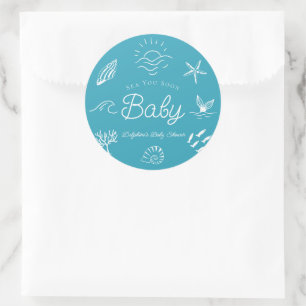 Adesivo Redondo Sob o Mar Você Logo Menino Baby Shower