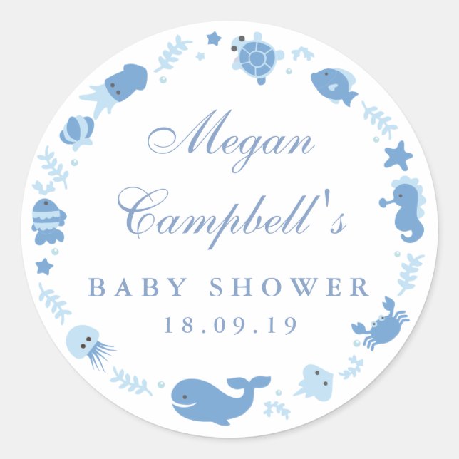 Adesivo Redondo Sob Os Chás de fraldas Do Mar (Frente)