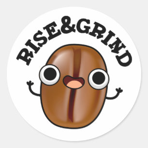Adesivo Redondo Sobe E Grind Cute Café Bean Pun