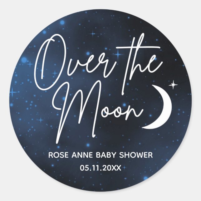 Adesivo Redondo Sobre A Data Do Nome Da Lua - Chá de fraldas (Frente)