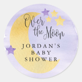 Adesivo Redondo Sobre a Lua, Roxo Personalizado