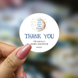 Adesivo Redondo Sobre o Chá de fraldas do Menino Azul, Cute, Lua