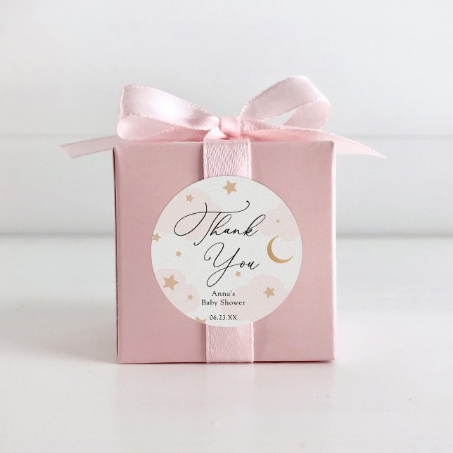 Adesivo Redondo Sobre o presente do Chá de fraldas da Lua (Criador carregado)