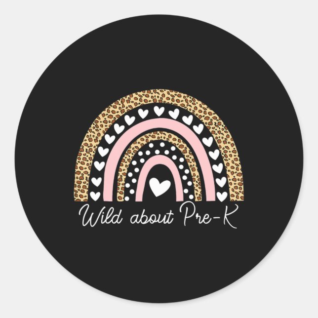 Adesivo Redondo Sobre O Professor De Pré-k Leopard Rainbow De Volt (Frente)