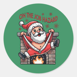 Adesivo Redondo Sobre Papais noeis de Risco de Fogo