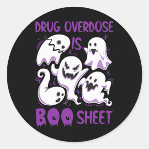 Adesivo Redondo Sobredosagem de fármaco é Halloween Roxo Boos Dive