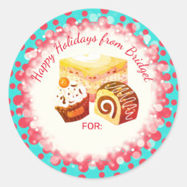 Adesivo Redondo Sobremesas de pastelaria festas de Natal para