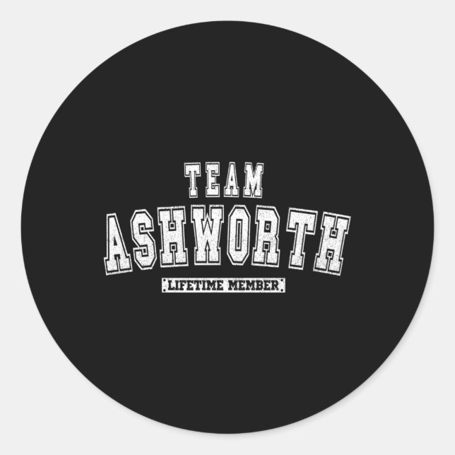 Adesivo Redondo Sobrenome da Família Team Ashworth Lifetime Member (Frente)