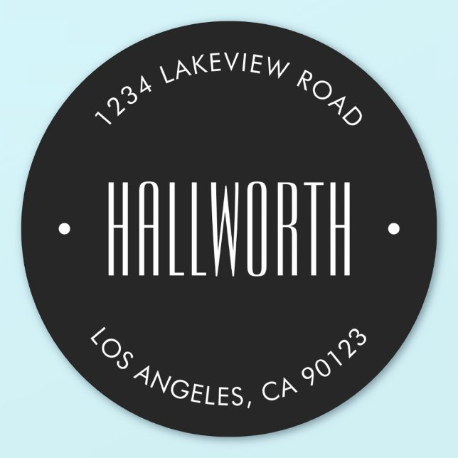 Adesivo Redondo Sobrenome e texto circular elegantes e editáveis (Criador carregado)