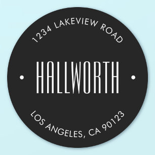 Adesivo Redondo Sobrenome Editável Elegante & Texto Circular