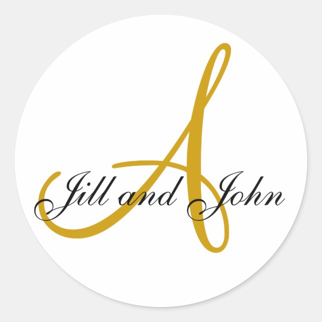 Adesivo Redondo Sobrenome inicial A mais nomes Dourado Stick (Frente)