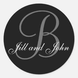 Adesivo Redondo Sobrenome inicial B mais primeiros nomes Black Sti