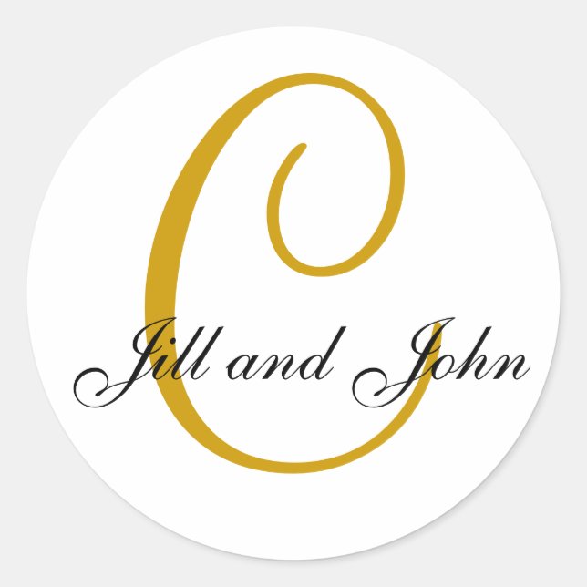 Adesivo Redondo Sobrenome inicial C mais nome Dourado Stick (Frente)