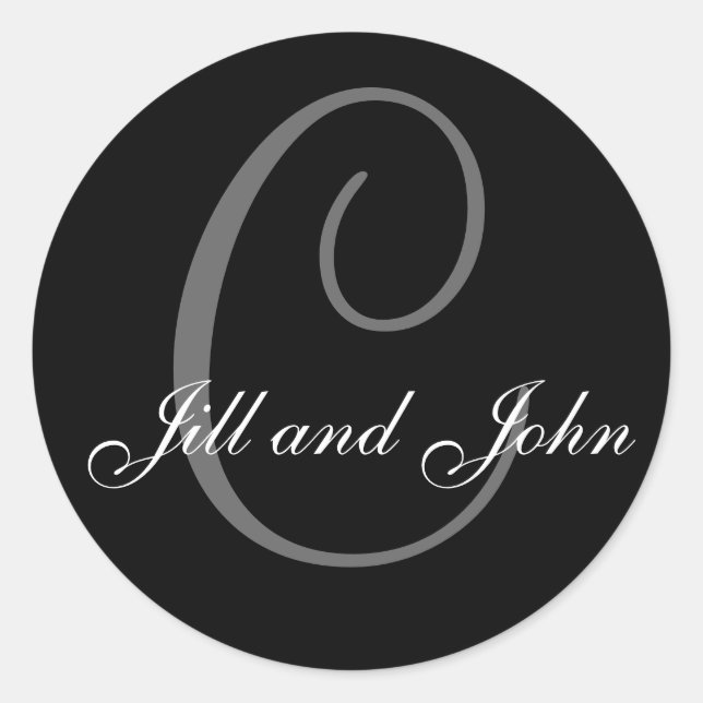 Adesivo Redondo Sobrenome inicial C mais primeiros nomes Black Sti (Frente)