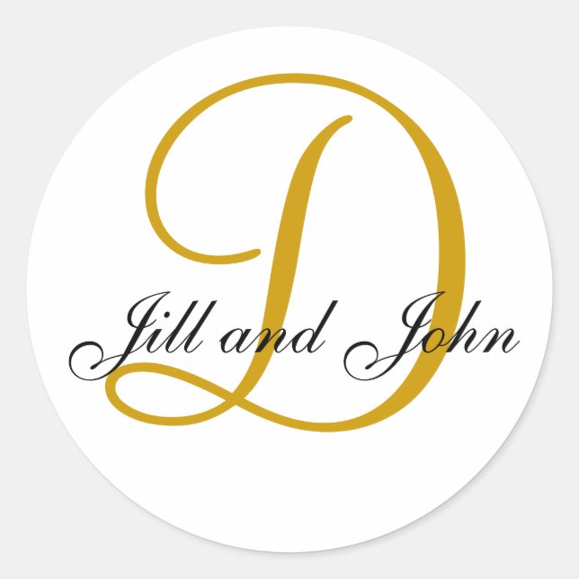 Adesivo Redondo Sobrenome inicial D mais nome Dourado Stick (Frente)