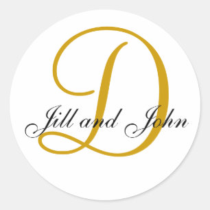 Adesivo Redondo Sobrenome inicial D mais nome Dourado Stick