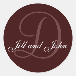 Adesivo Redondo Sobrenome inicial D mais nomes Chocolate