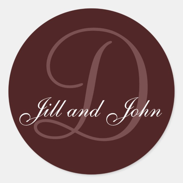 Adesivo Redondo Sobrenome inicial D mais nomes Chocolate (Frente)