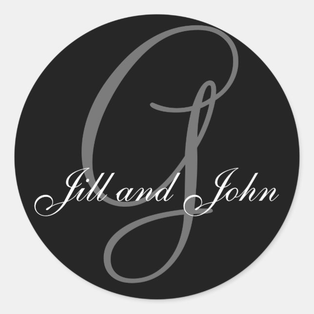 Adesivo Redondo Sobrenome inicial G e nomes próprios Black Stick (Frente)