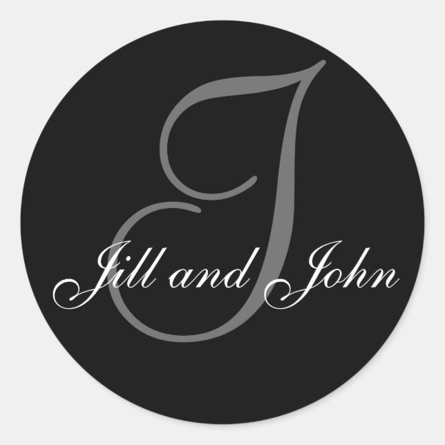 Adesivo Redondo Sobrenome inicial I mais nomes autocolante preto (Frente)
