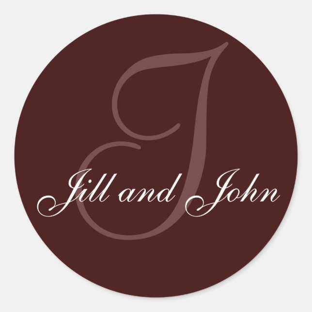 Adesivo Redondo Sobrenome Inicial I Mais Nomes Primeiro Selo Marro (Frente)