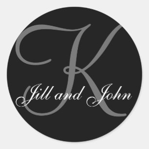 Adesivo Redondo Sobrenome inicial K mais primeiros nomes Black Sti