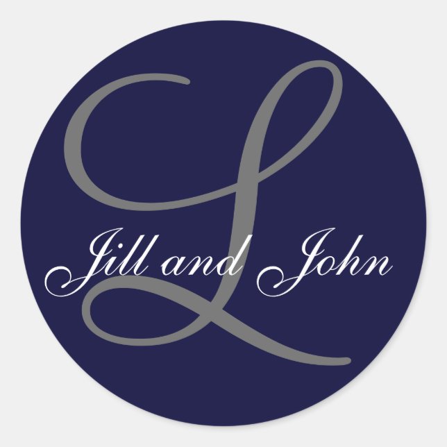 Adesivo Redondo Sobrenome inicial L mais nome Marinho Stick (Frente)