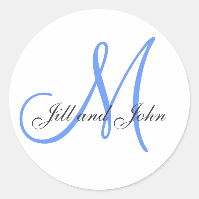 Adesivo Redondo Sobrenome inicial mais primeiros nomes Blue Stick (Frente)