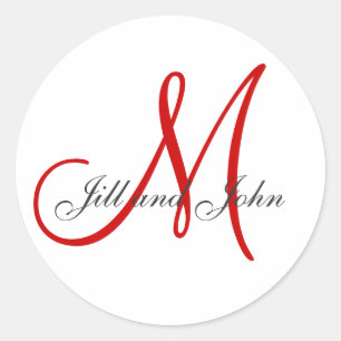 Adesivo Redondo Sobrenome inicial mais primeiros nomes Red Stick