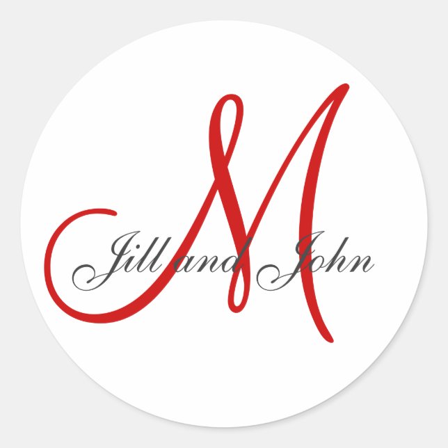 Adesivo Redondo Sobrenome inicial mais primeiros nomes Red Stick (Frente)