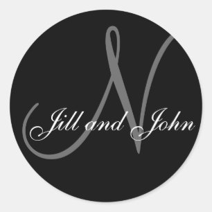 Adesivo Redondo Sobrenome "N" inicial mais Autocolante de nomes