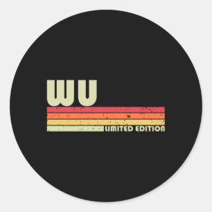 Adesivo Redondo Sobrenome Wu Divertido Retro Vintage Anos 80 90 An