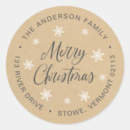 Adesivo Redondo Sobretudo Natal Personalizado Kraft Brown Endereço