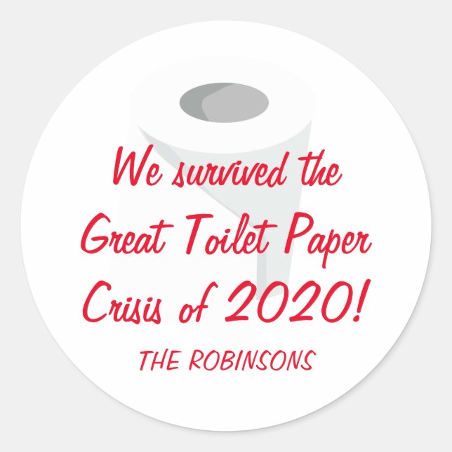 Adesivo Redondo Sobrevivemos a 2020! Quarentena Engraçada (Frente)