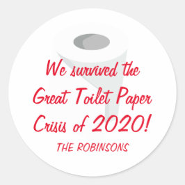 Adesivo Redondo Sobrevivemos a 2020! Quarentena Engraçada