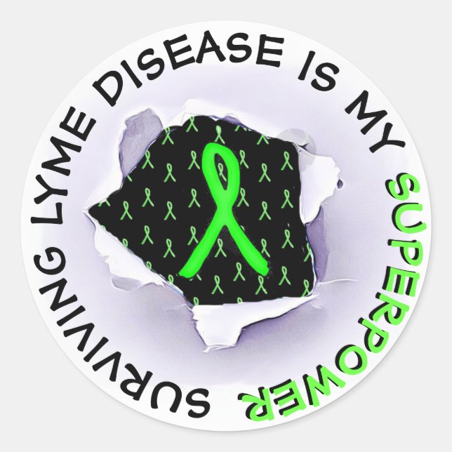 Adesivo Redondo Sobrevivência a Lyme Disease Superpower STICKERS (Frente)