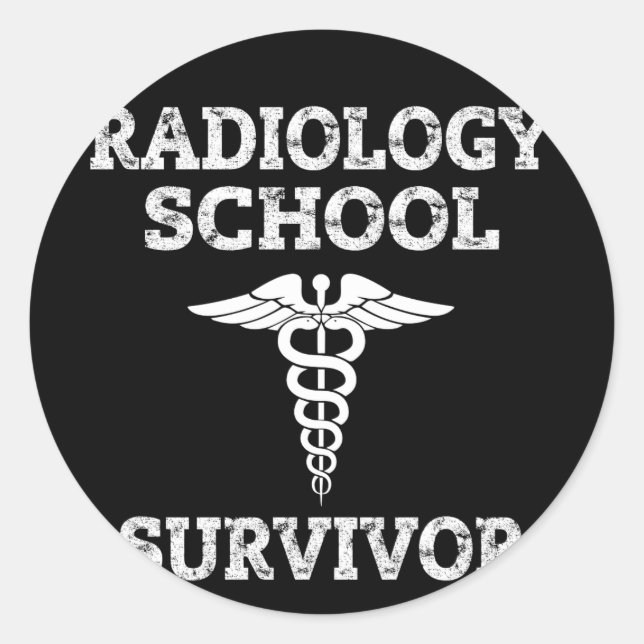 Adesivo Redondo Sobrevivência da Escola de Radiologia Caduceus (Frente)