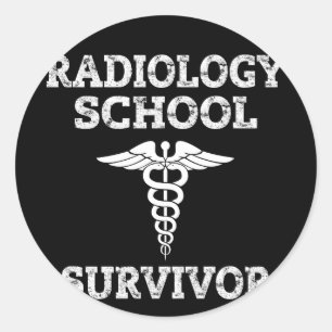 Adesivo Redondo Sobrevivência da Escola de Radiologia Caduceus