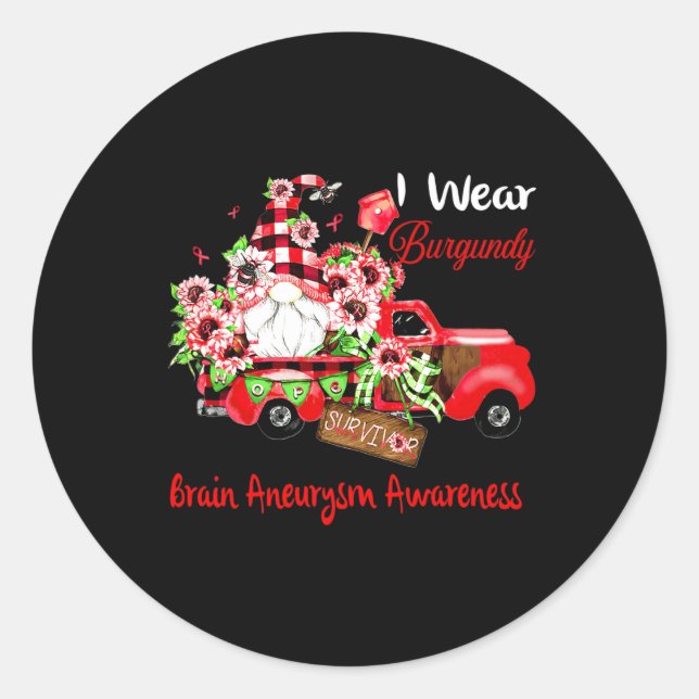 Adesivo Redondo Sobrevivência do Cérebro do Gnomo Flor Sensibiliza (Frente)