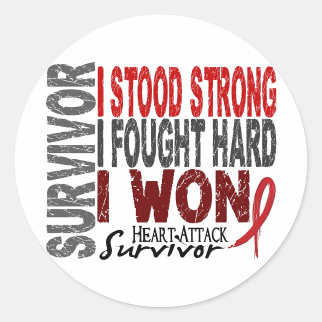 Adesivo Redondo Sobrevivência por Ataque Cardíaco 4 Doença Cardíac (Frente)